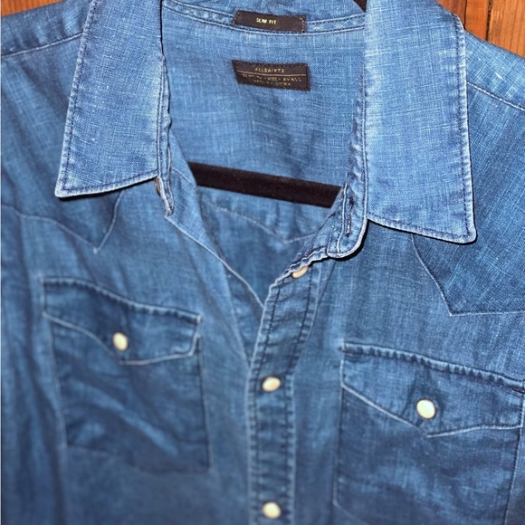 BLUE DENIM ALL SAINTS LINEN SHIRT - Picture 11 of 11